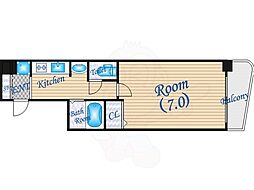 アスティナ天神橋 1Kの間取図画像