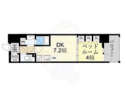 コンフォリア・リブ北久宝寺Q 1DKの間取図画像