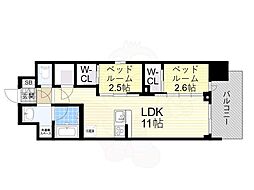 コンフォリア・リヴ北浜淡路町 2LDKの間取図画像