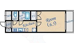 ローズコーポ天満東2 1Kの間取図画像