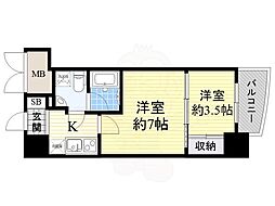 アプリーレ南森町 1DKの間取図画像
