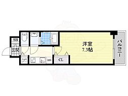プランドール北浜 1Kの間取図画像