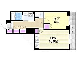 エルヴェ東天満 1LDKの間取図画像
