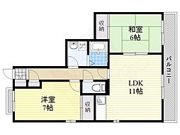 メゾン・ド・ロワール 2LDKの間取図画像