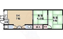 フジモトコーポ 2DKの間取図画像