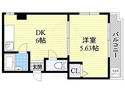 箕面コスモビル 1DKの間取図画像