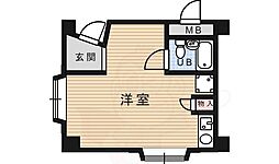 ロイヤルコート上池田 ワンルームの間取図画像