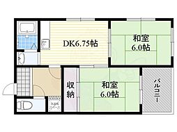 コーポサニープレース 2DKの間取図画像