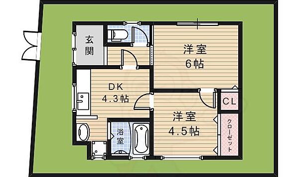 桜4丁目平屋 1｜大阪府箕面市桜４丁目(賃貸一戸建2DK・1階・55.00㎡)の写真 その2