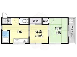 ハイツ 2DKの間取図画像