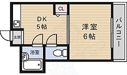 箕面コスモビル 1DKの間取図画像