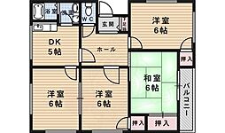 コーポラス谷田B棟 4DKの間取図画像