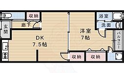 高木第2文化住宅 1DKの間取図画像