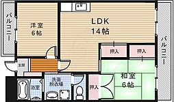 エクセルヴィラ池田 2LDKの間取図画像