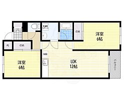 エトワール八王寺 2LDKの間取図画像