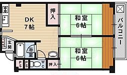 石澄ハイツ 2DKの間取図画像