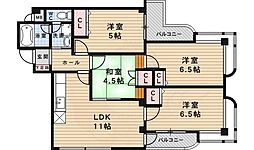 シュロス五月山 4LDKの間取図画像