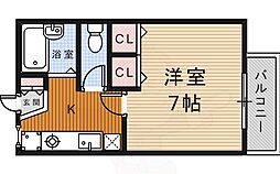 プチシャンブル箕面 1Kの間取図画像
