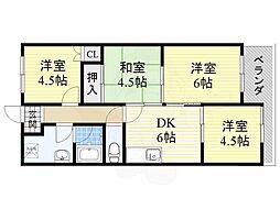 シャルマン山手 4DKの間取図画像
