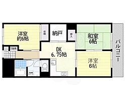 日商岩井箕面ハイツC棟 3DKの間取図画像