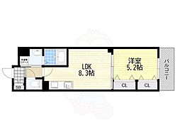 クリエオーレ住吉 1LDKの間取図画像