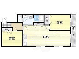 ポプラハウス 2LDKの間取図画像