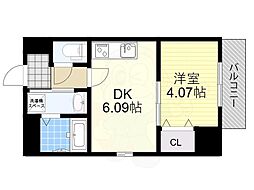 クローバー・クレア池田 1DKの間取図画像