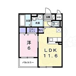 アーバンリオグランデ池田 1LDKの間取図画像