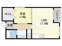 吉本ビル 1LDKの間取図画像