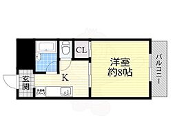 レクシア西九条 1Kの間取図画像