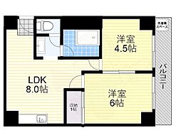 コーポラス翌桧 2DKの間取図画像