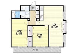 阪神ハイグレードマンション5番館 2LDKの間取図画像