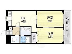 メゾンアーサー 2DKの間取図画像