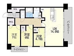 ザ・グランドグレイス大阪西九条 3LDKの間取図画像