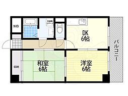 千舟リバービューマンション 2DKの間取図画像