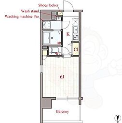 Osaka Metro御堂筋線 西中島南方駅 徒歩6分の賃貸マンション 8階1Kの間取り