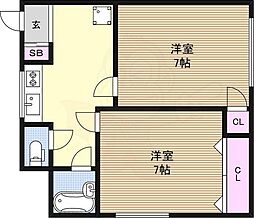 エレガンスファイブ 2DKの間取図画像