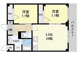 新大阪パークハイツ 2LDKの間取図画像