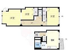 塚本南コーポ 2DKの間取図画像