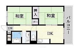 リアライズ上新庄 2DKの間取図画像