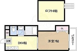 ジュネス西中島 1Kの間取図画像