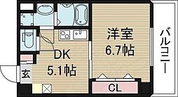 エクセル新大阪 1DKの間取図画像