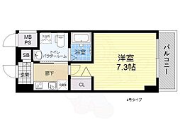 エグゼ新大阪南 1Kの間取図画像