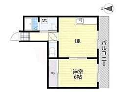 三好第2ビル 1DKの間取図画像