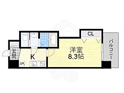 エグゼ新大阪南 1Kの間取図画像