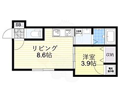 グランディル三津屋中 1LDKの間取図画像