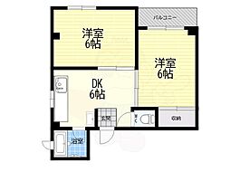 業平ハイツ 2DKの間取図画像