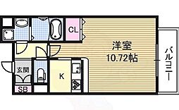 インザグレイス東三国 1Kの間取図画像