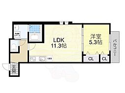 フジパレス十三北1番館 1LDKの間取図画像