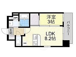 Luxe新大阪VI 1LDKの間取図画像